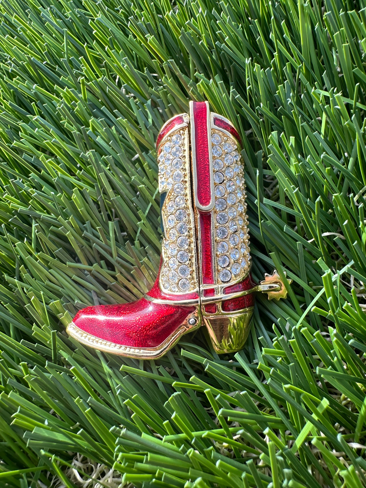 Estée Lauder Cowboy Boot Solid Perfume Compact Trinket with Spinning Spur