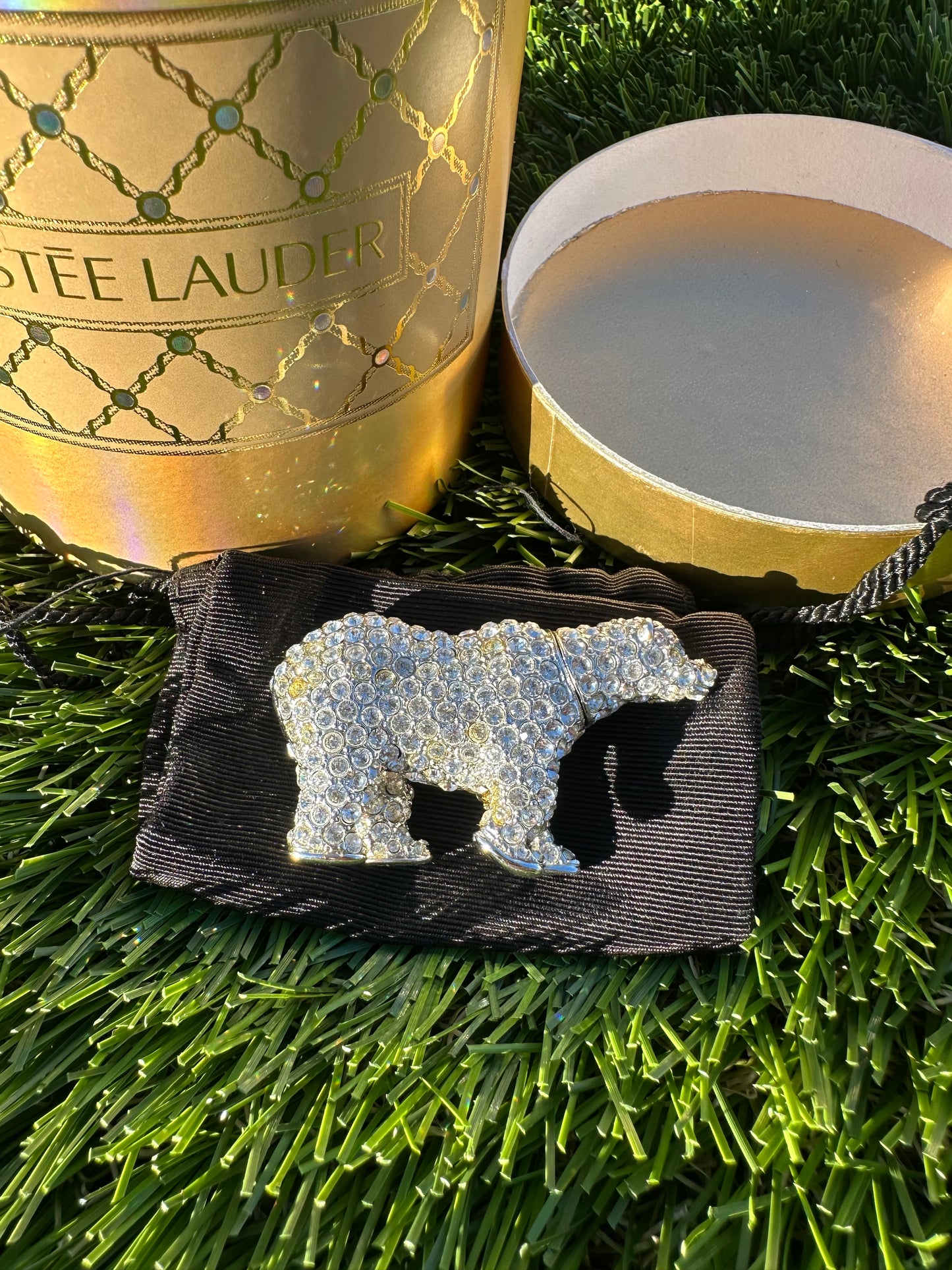 Estée Lauder sparkling Polar Bear Solid Perfume Compact Trinket