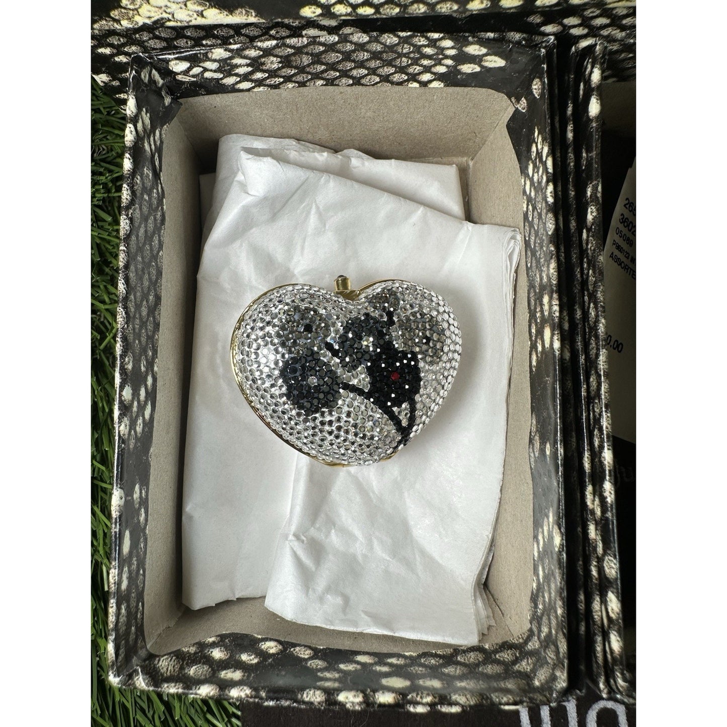 NIB Judith Leiber Swarovski Crystal Floral Minaudiere Set Purse Compact Mirror