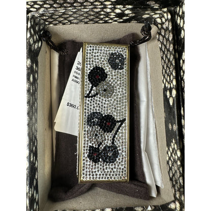 NIB Judith Leiber Swarovski Crystal Floral Minaudiere Set Purse Compact Mirror