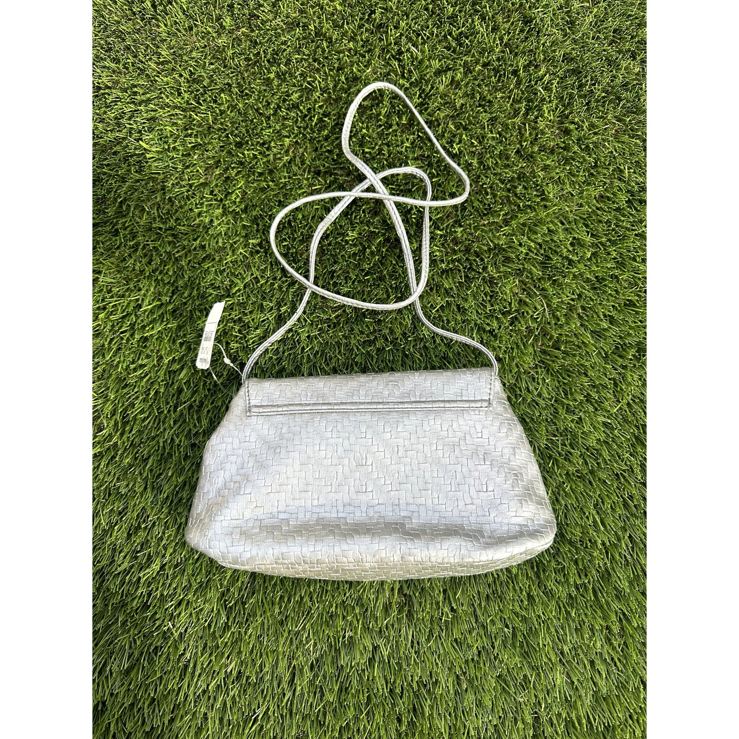 Vintage Neiman Marcus Metallic Silver Woven Clutch - Tuck-Away Shoulder Strap