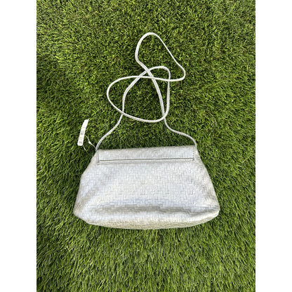Vintage Neiman Marcus Metallic Silver Woven Clutch - Tuck-Away Shoulder Strap