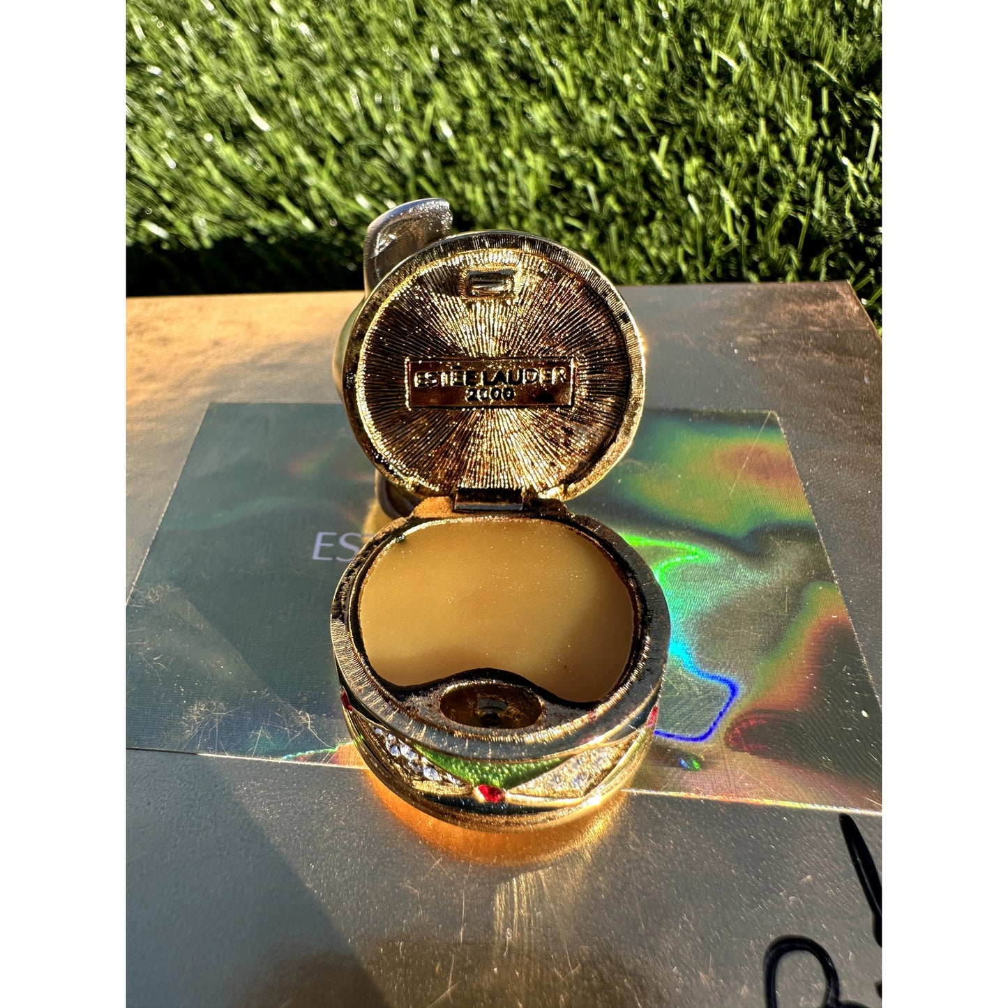 Estee Lauder 'Silver Juggling Seal' Solid Perfume Compact