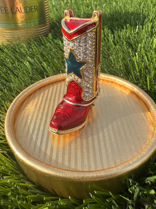 Estée Lauder Cowboy Boot Solid Perfume Compact Trinket with Spinning Spur