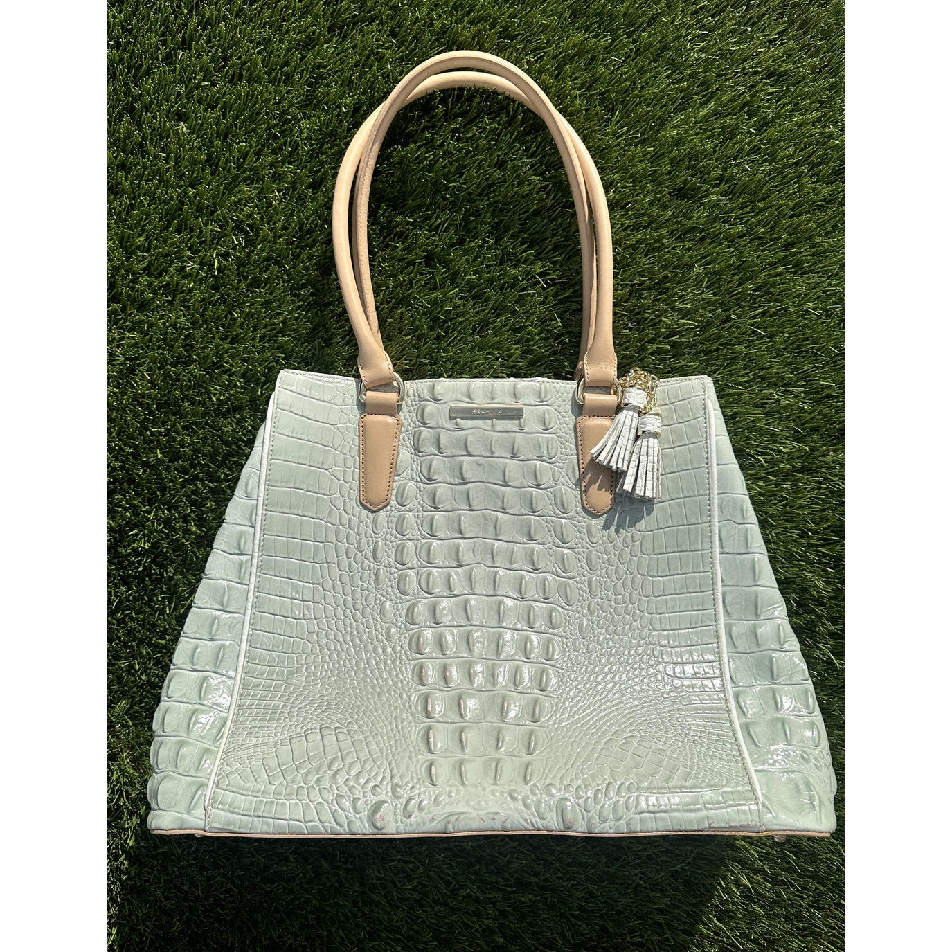 Pristine & Authentic Brahmin Medium Asher Tote – Sea Glass Tri-Texture