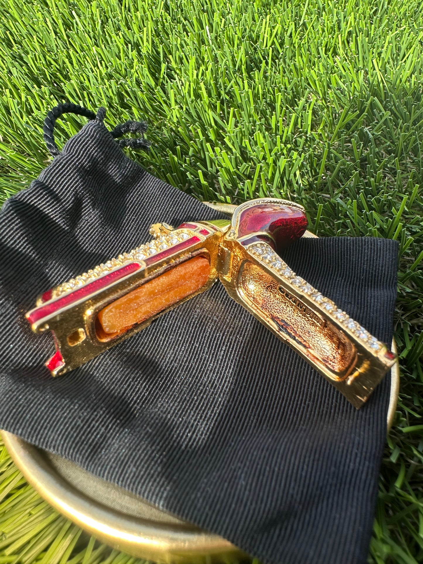 Estée Lauder Cowboy Boot Solid Perfume Compact Trinket with Spinning Spur