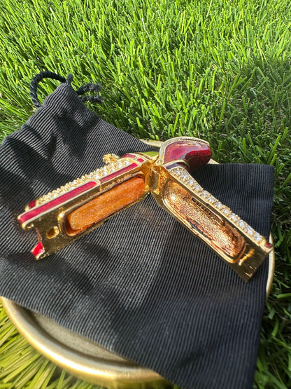 Estée Lauder Cowboy Boot Solid Perfume Compact Trinket with Spinning Spur