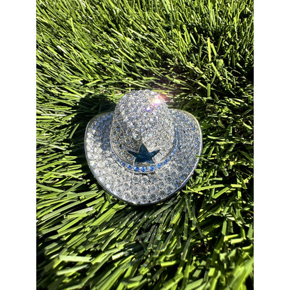 Estee Lauder 'Cowboy Hat' Silver Solid Perfume Compact