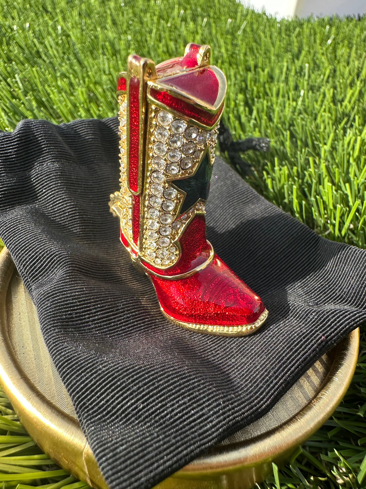 Estée Lauder Cowboy Boot Solid Perfume Compact Trinket with Spinning Spur