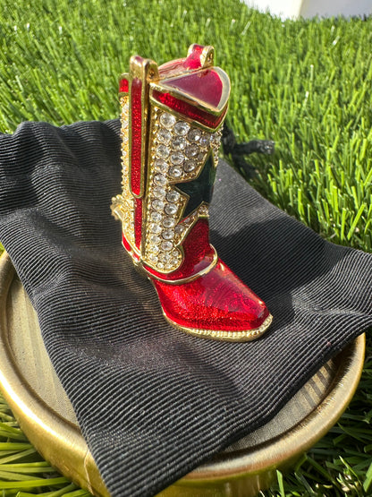 Estée Lauder Cowboy Boot Solid Perfume Compact Trinket with Spinning Spur