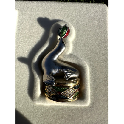 Estee Lauder 'Silver Juggling Seal' Solid Perfume Compact