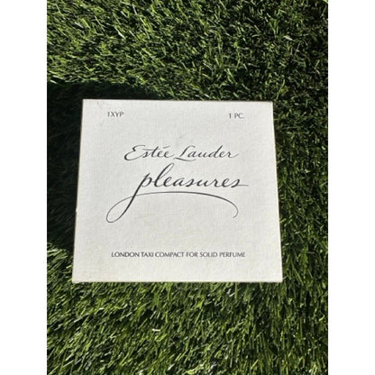 Estee Lauder Pleasures London Taxi Solid Perfume Compact NIB Gold Case + Box