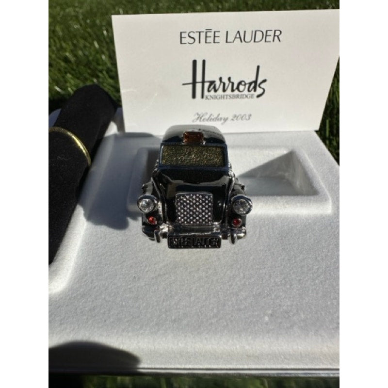 Estee Lauder Pleasures London Taxi Solid Perfume Compact NIB Gold Case + Box