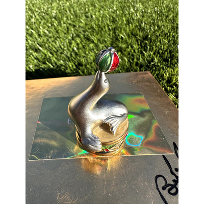 Estee Lauder 'Silver Juggling Seal' Solid Perfume Compact
