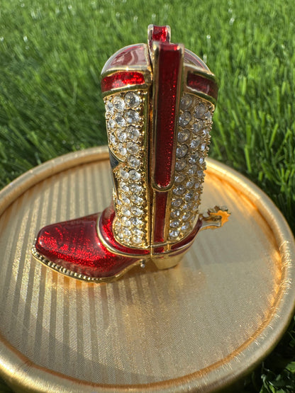 Estée Lauder Cowboy Boot Solid Perfume Compact Trinket with Spinning Spur