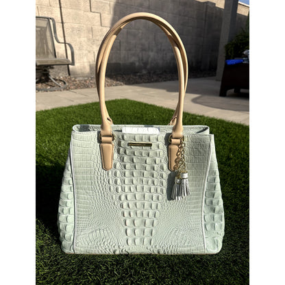 Pristine & Authentic Brahmin Medium Asher Tote – Sea Glass Tri-Texture