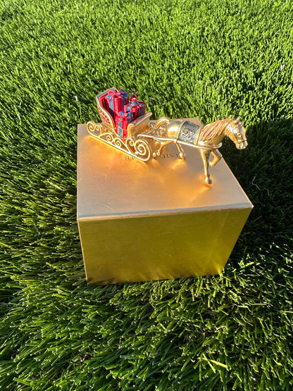 Ultra Rare Estée Lauder One Horse Open Sleigh Perfume Compact / Trinket