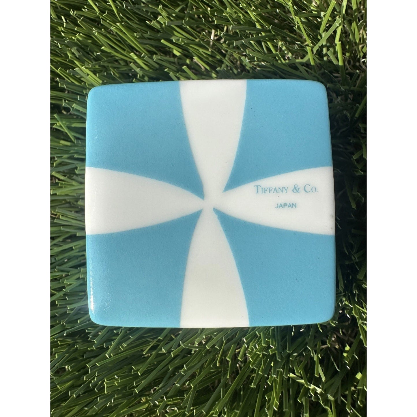 2" Small Tiffany Blue Gift Box White Porcelain Bone China Trinket Jewelry