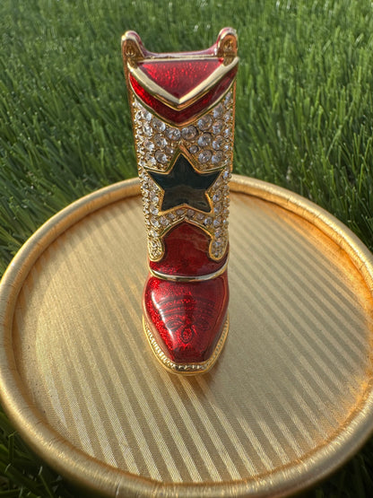 Estée Lauder Cowboy Boot Solid Perfume Compact Trinket with Spinning Spur