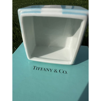2" Small Tiffany Blue Gift Box White Porcelain Bone China Trinket Jewelry