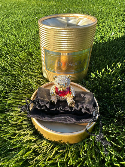 Vintage Estée Lauder Crystal Teddy Bear Perfume Compact / Trinket