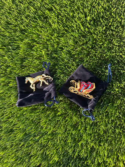 Ultra Rare Estée Lauder One Horse Open Sleigh Perfume Compact / Trinket