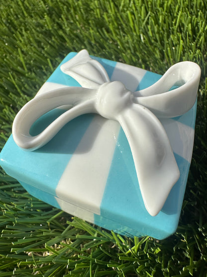 Tiffany Blue Gift Box Trinket 2 Inch Bone China Porcelain