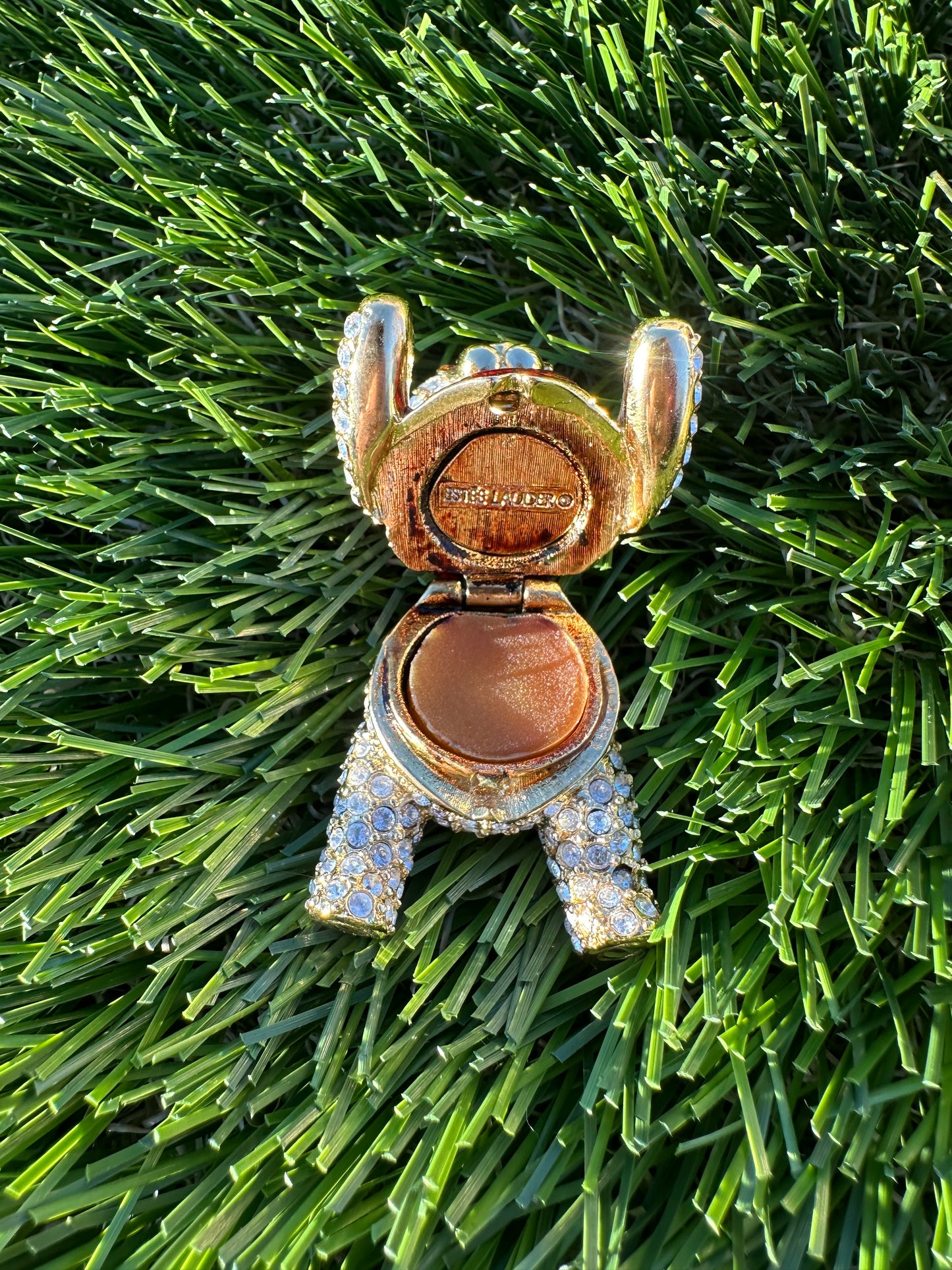 Vintage Estée Lauder Crystal Teddy Bear Perfume Compact / Trinket