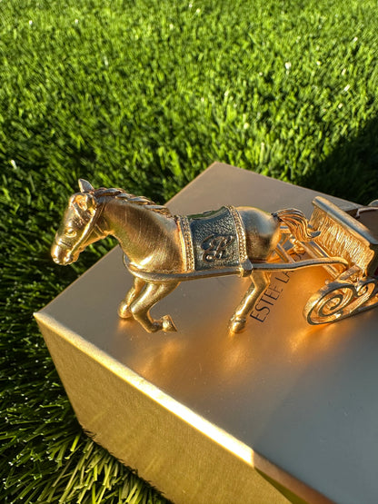 Ultra Rare Estée Lauder One Horse Open Sleigh Perfume Compact / Trinket