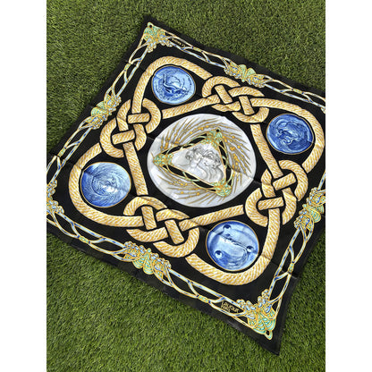 LALIQUE PARIS Silk Scarf "Le Baiser" The Kiss Black Cobalt Blue 85cm NIB Auth