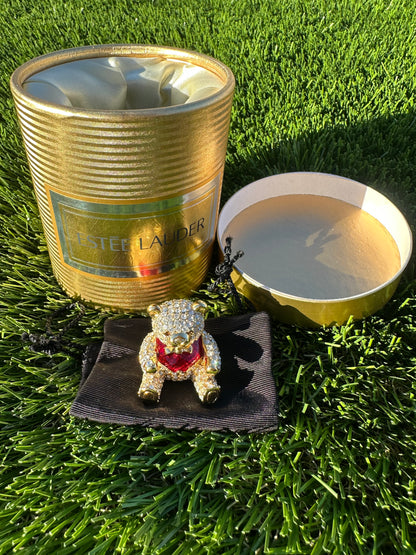 Vintage Estée Lauder Crystal Teddy Bear Perfume Compact / Trinket