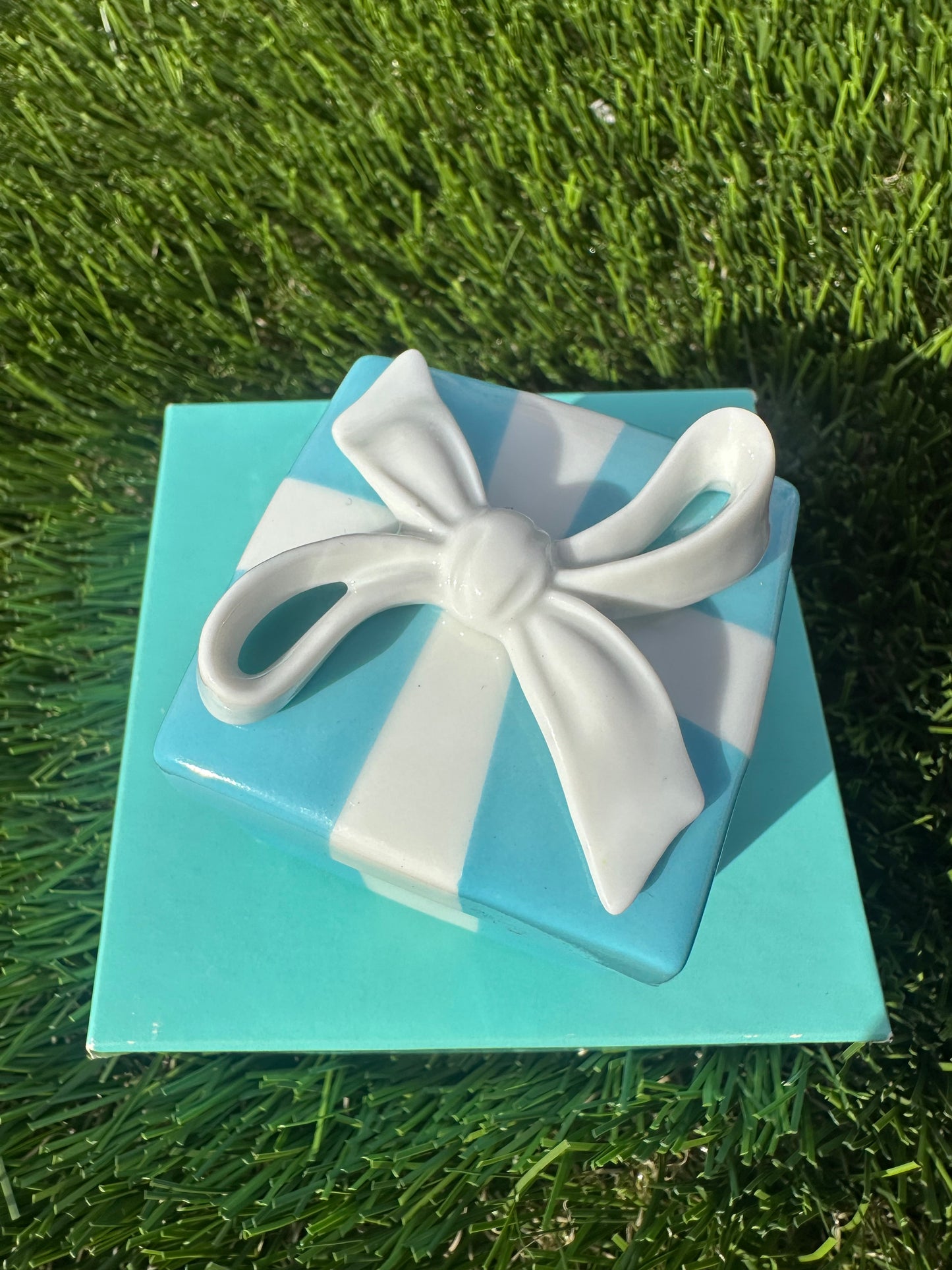 Tiffany Blue Gift Box Trinket 2 Inch Bone China Porcelain