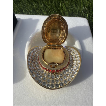 Estee Lauder 'Cowboy Hat' Gold Solid Perfume Compact
