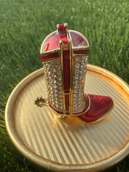 Estée Lauder Cowboy Boot Solid Perfume Compact Trinket with Spinning Spur