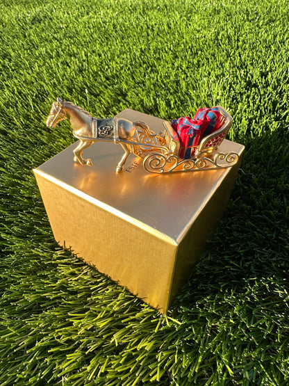 Ultra Rare Estée Lauder One Horse Open Sleigh Perfume Compact / Trinket