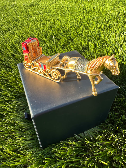 Ultra Rare Estée Lauder One Horse Open Sleigh Perfume Compact / Trinket