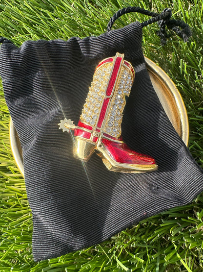 Estée Lauder Cowboy Boot Solid Perfume Compact Trinket with Spinning Spur