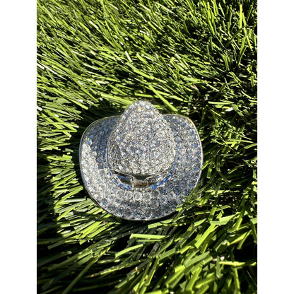 Estee Lauder 'Cowboy Hat' Silver Solid Perfume Compact