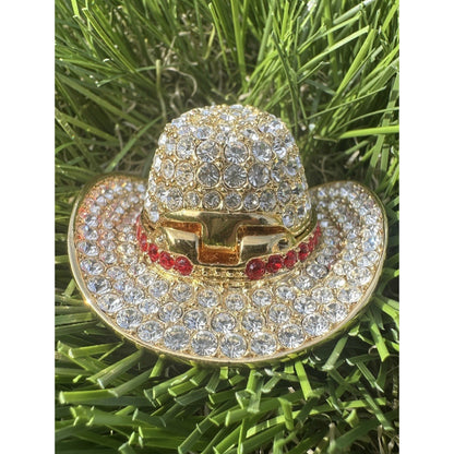 Estee Lauder 'Cowboy Hat' Gold Solid Perfume Compact