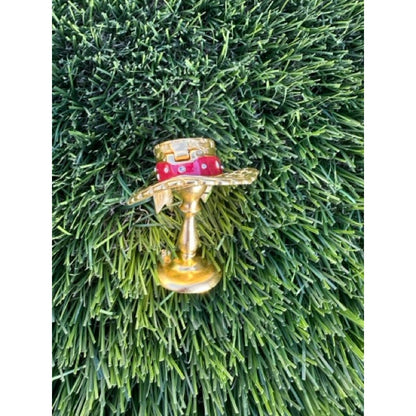 Estee Lauder Goldtone " Sun Bonnet” Compact for solid Pleasures Perfume 2000 BN