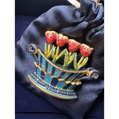 2004 ESTEE LAUDER JAY STRONGWATER TULIP QUARTET SOLID PERFUME COMPACT RARE