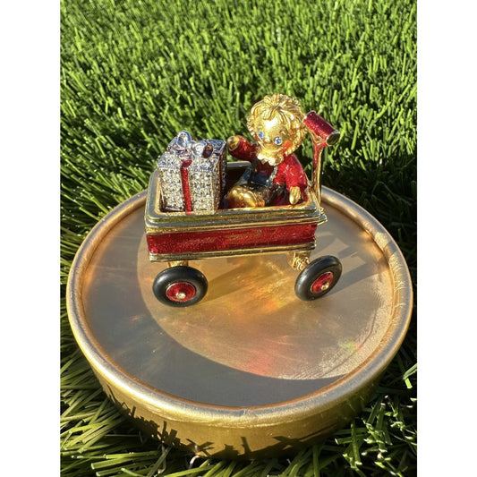 ⭐️Estee Lauder Solid Perfume Compact “Little Red Wagon” MIB Pleasur⭐️