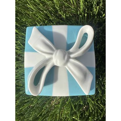 2" Small Tiffany Blue Gift Box White Porcelain Bone China Trinket Jewelry